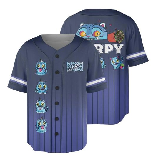 Kpop Demon Hunter Tiger Unisex Baseball Jersey, Derpy Tiger & Bird Demon Hunter Tiger Baseball Jersey, Baseball Jersey for Youth Kid