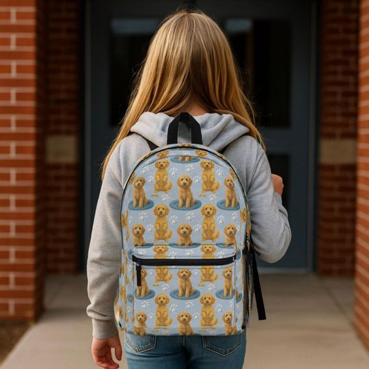 Goldendoodle Backpack, Cute Back to School Bag for Dog Lovers, Travel Bookbag Gift