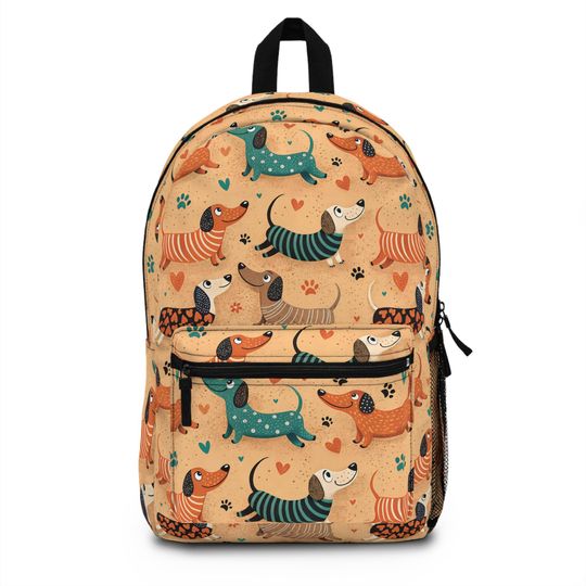 Dog Pattern Backpack, Cute Animal Print School Bag, Puppy Lover Gift, Travel Backpack