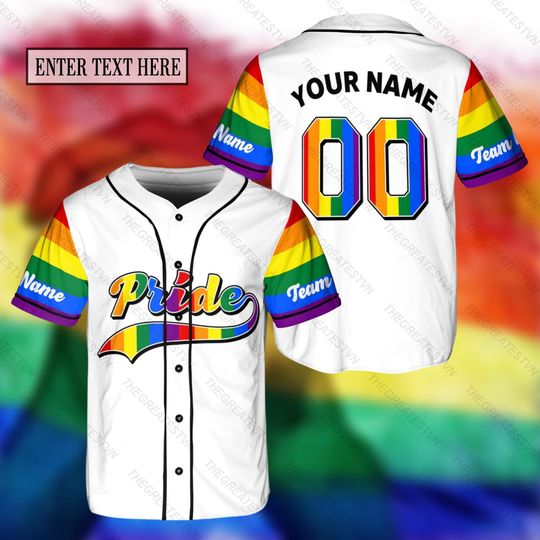 Personalized LGBTQ Team Name And Number Baseball Jersey, Custom LGBT Pride Month Baseball Jersey Shirt, Rainbow Baseball Jersey, Pride Month