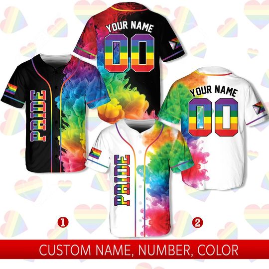 Custom Pride Baseball Jersey, Transgender Pride Jersey, Personalized LGBTQ+ Gift, LGBTQ+ Sports Jersey, Customizable Name & Number