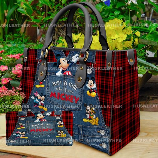 Personalized Mickey Mouse Handbag - "Just a Girl Who Loves Mickey Mouse" PU Leather Bag