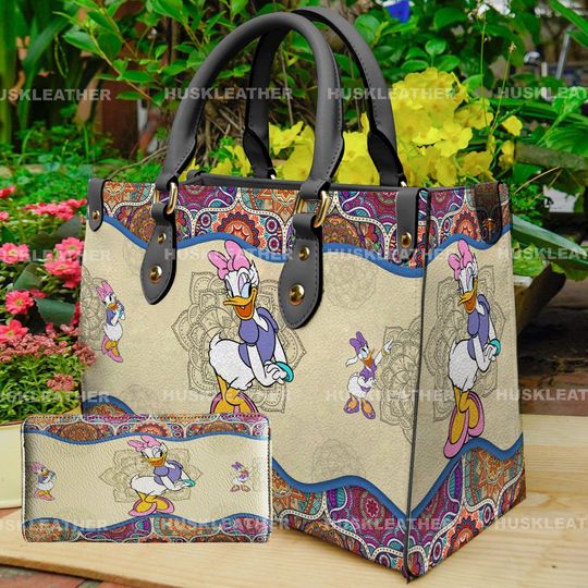 Personalized Daisy Duck Handbag - Custom PU Mandala Leather Crossbody