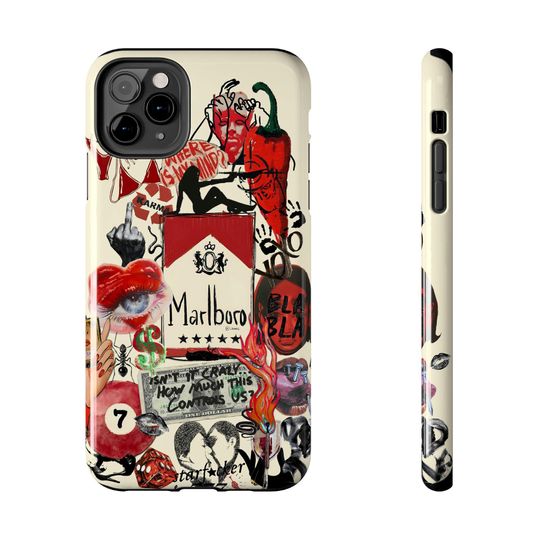 EMOTIONAL MAYHEM Though Phone Case, Grunge Aesthetic, Edgy Retro Design, Artistic Punk Chaos Phone Case, Samsung Phone Case, iPhone 16 15