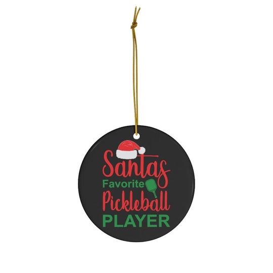Pickleball Santa Ceramic Christmas Ornament, Funny Pickleball Gift for Pickleball
