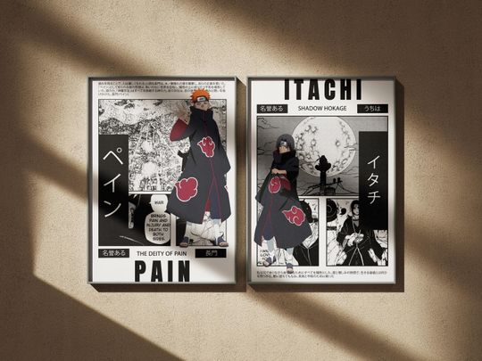 Itachi Uchiha & Pain Poster  Manga Style Wall Art