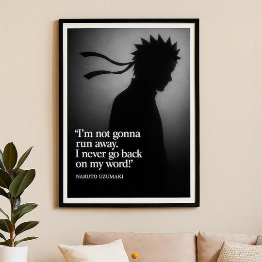 Anime-Inspired Narutoo Digital Quote Poster Printable Ninja Wall Artwork