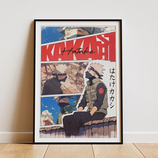 Kakashi Hatake Anime Wall Art  Vintage Japanese Manga Style Narutoo Poster