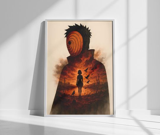 Poster  Obito Uchiha Silhouette Narutoo Wall Art  Dark Anime Print for Him
