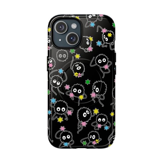 Soot Sprite Stylish Black iPhone Case Magsafe Susuwatari Spirited Away My Neighbor Totoro Anime iPhone Case Protective Phone Case Ghibli