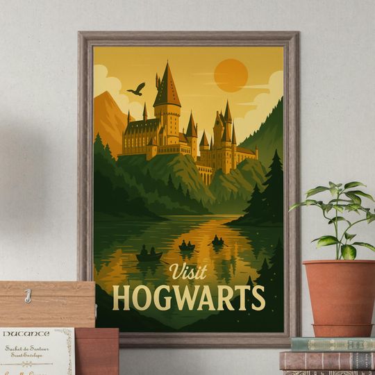 Wizard School Poster Geek Wall Art | Vintage Wizard Decor for Dorm