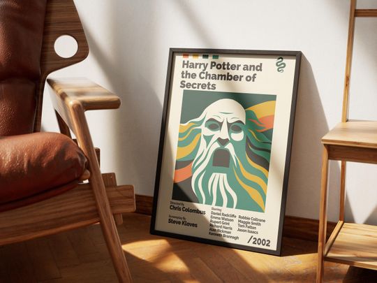 Chamber of Secrets Harry Potter Mid-Century Modern Wizard Poster