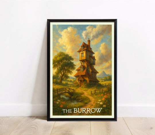 The Burrow Travel Poster Print - Harry Potter Weasley House Wall Art