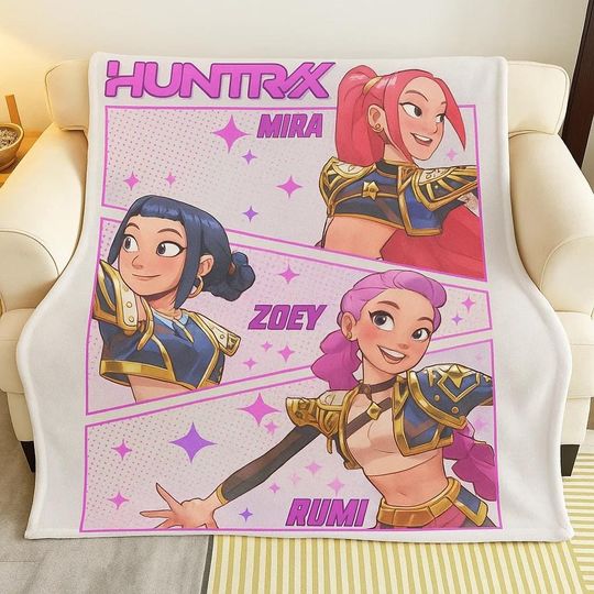 K.pop Demon Hunters BLANKET, K.pop idol group, Mira, Rumi, Joey Blanket