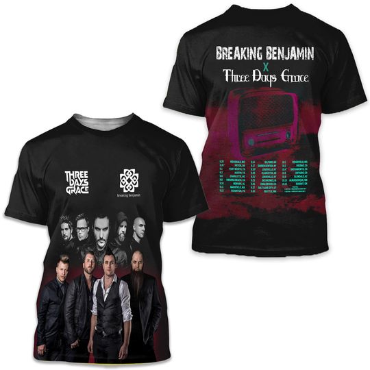 Breaking Benjamin Three Days Grace Tour 2025 3d T Shirt