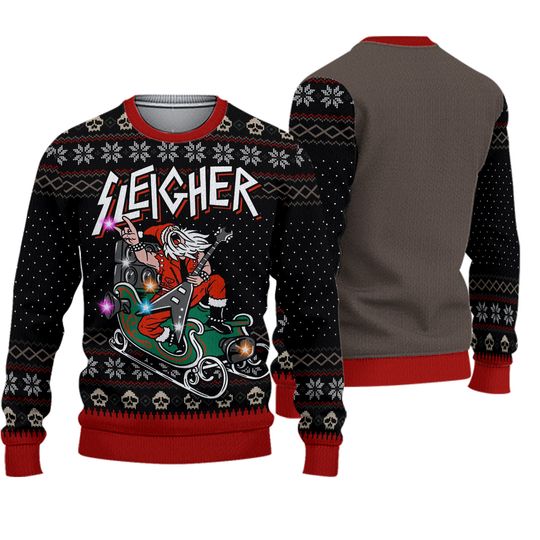 Ugly Christmas Party Light Up Knitted Ugly Christmas Sweater for Men and Women - LED Sleigher -S Light UP- Sleigher