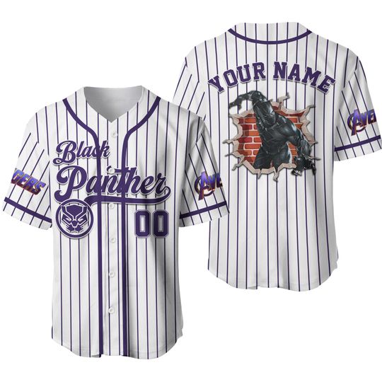 Personalized Black Panther Baseball Jersey, Black panther Baseball Jersey, Custom Kid Youth Adult Baseball Jersey, Disney Birthday Gift