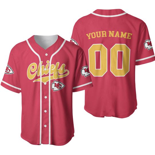 Personalized Kansas City Chiefs Baseball Jersey, Chiefs Football Team Baseball Jersey