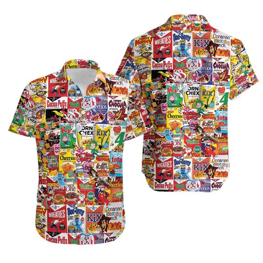 Popular Cereal Boxes Hawaiian Shirt Casual Button Down Shirt