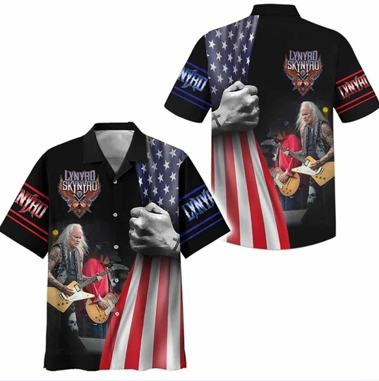 Lynyrd Skynyrd American Flag Hawaiian Shirt