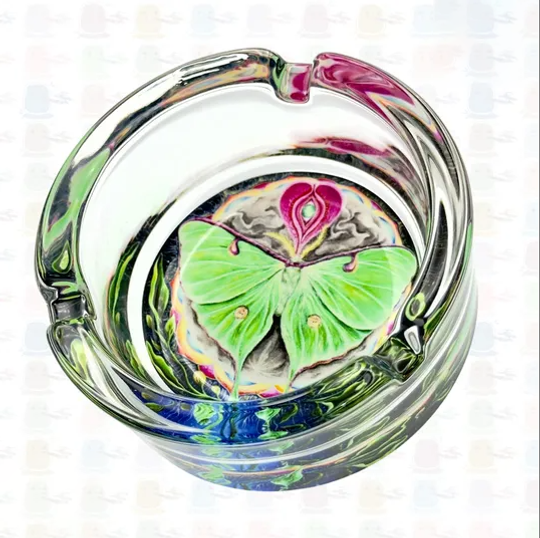 Beautiful Moth Mother Nature Girls Solid Heavy Glass Ash Tray Novelty Gift Idea