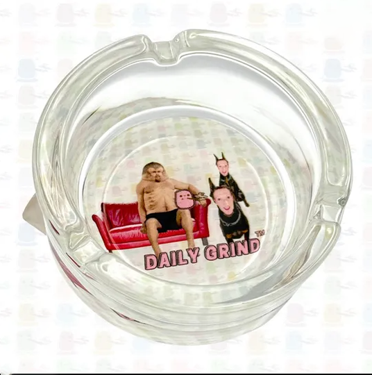 Chilling with Dad Funny Cute Heavy Glass Ash Tray Novelty