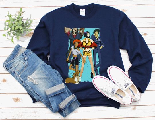 Cow Bebop Spike, Faye, Jet, Ed, Ein Sweatshirt, Bounty Hunter Anime Sweater