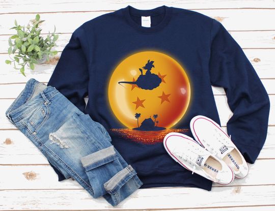 DBZ Anime Sweatshirt, Son Goku Kame House Manga Sweater