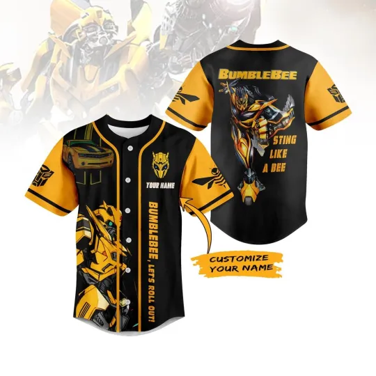 Halloween Bumblebee Jersey Shirt, Custom Name Baseball Jersey
