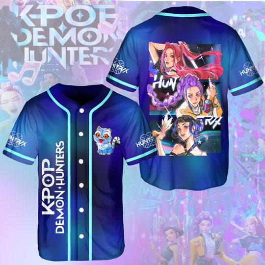 Kpop Demon Hunters Baseball Jersey, Huntrix Jersey Shirt, Demon Tiger Shirt