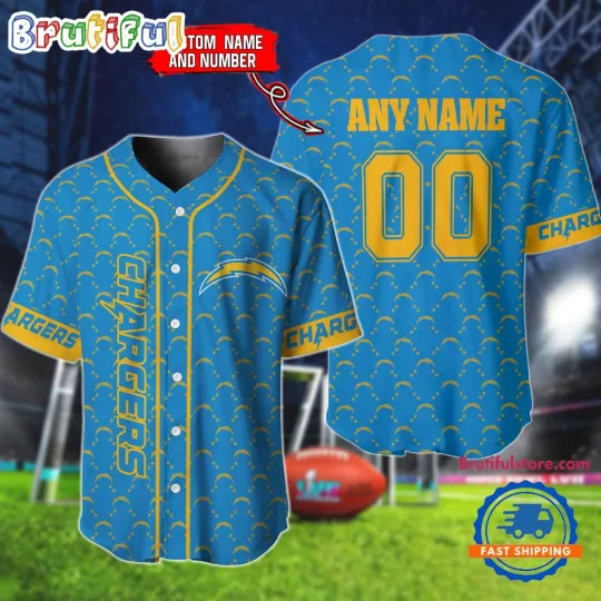 Los Angeles Team Chargerss Logo Team Hologram Pattern Design Baseball Jersey