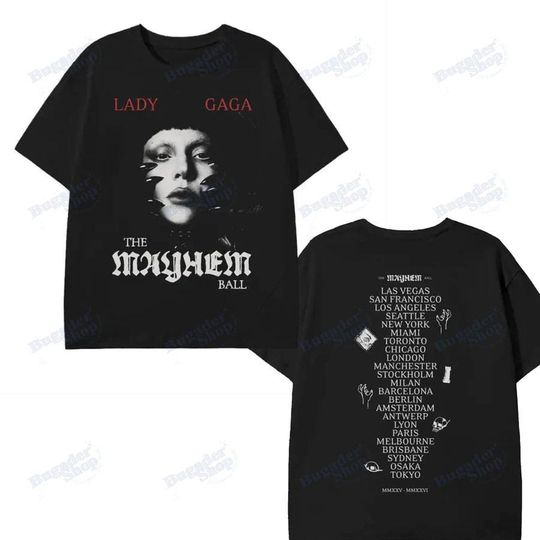 Ld ga Mayhem Ball Tour T-Shirt - Concert Dates Back Print Tee