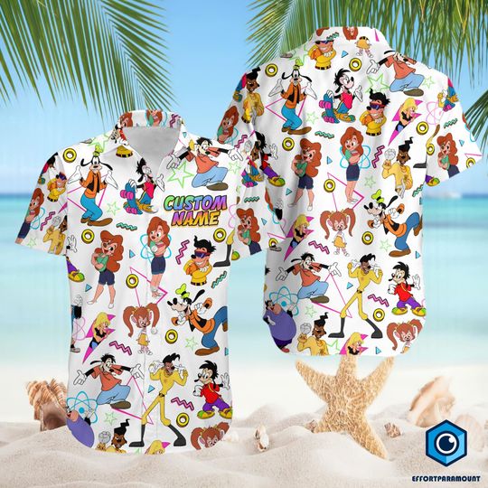 Personalized A Goofy Movie Hawaiian Shirt, Goofy Hawaiian Shirt, Goofy Max Goof Shirt, Powerline World Tour 95 Shirt, Summer Button Shirt
