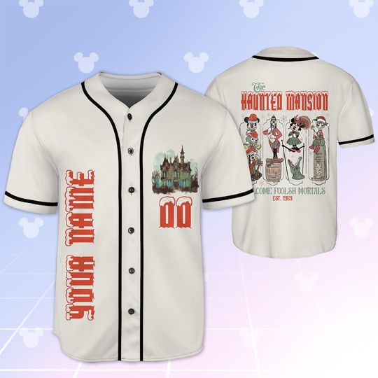 Custom Disney Haunted Mansion Christmas Baseball Jersey, Foolish Mortal Christmas Jersey, Disneyland Ghost Family Matching Shirt