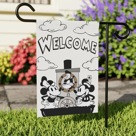Steamboat Willie Character Garden Flag | Fun Welcome Flag | Seasonal Garden Flag