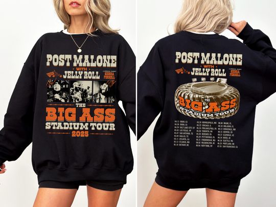 Post Malone x Jelly Roll Sweatshirt - Western Graphic Tour Hoodie