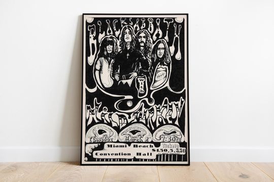Black Sabbath Concert Poster, Classic Rock Band Wall Art, Retro Tour Print for Fans