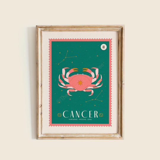 Cancer Star Sign Art Print, Cancer Zodiac Poster, Celestial Wall Art, Zodiac Wall Art, Cancer Zodiac Wall Decor