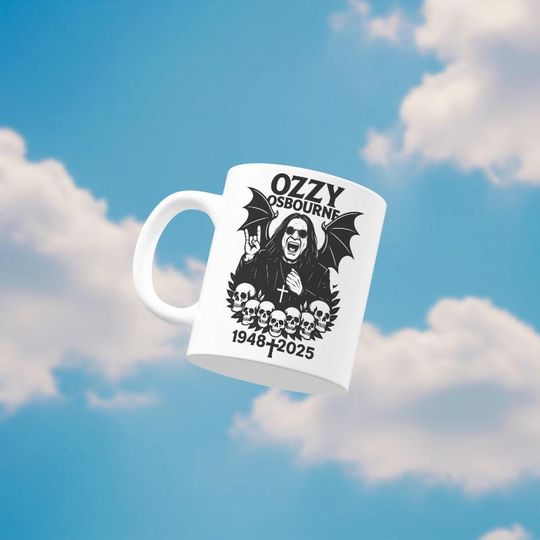 Ozzy Osbourne RIP Tribute Mug, Heavy Metal Legend Coffee Cup, Rock Music Fan Gift
