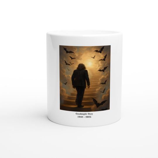 Goodnight Ozzy Mug - Black Sabbath Ceramic Coffee Cup - Perfect Gift for Metal Fans