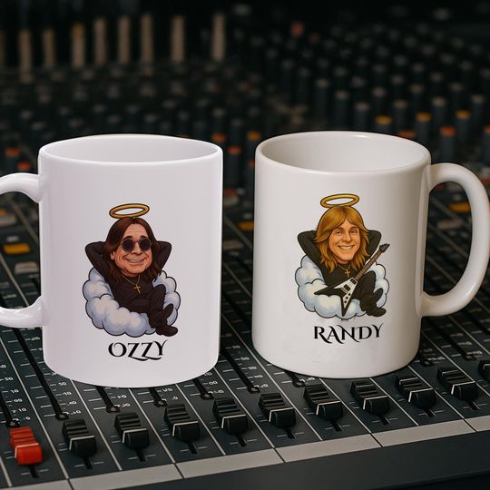 Ozzy Osbourne & Randy Rhoads Tribute Mug, Metal Legends Prince of Darkness Ceramic Cup