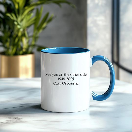 Ozzy Osbourne "see you on the other side" Quote Mug, Memorial Trubute, Prince of Darkness