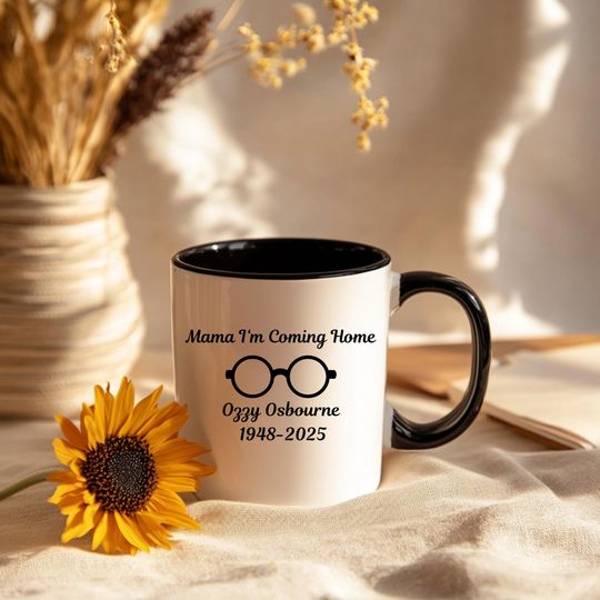 Ozzy Osbourne Mama I'm Coming Home Mug, Prince of Darkness, Halloween Gift