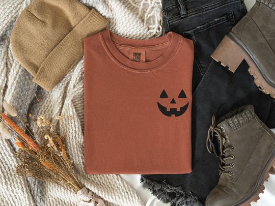 Embroidered Halloween T-Shirt, Vintage Jack-O-Lantern Tee