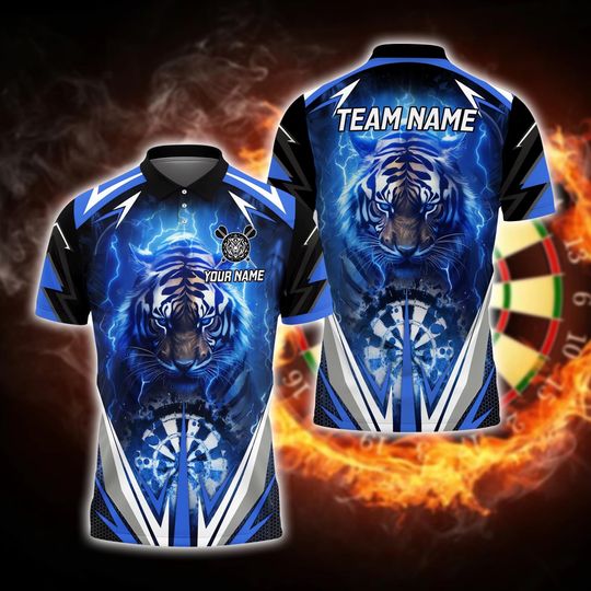 Custom Dart Team Shirt, Personalized Lightning Polo with Name & Team