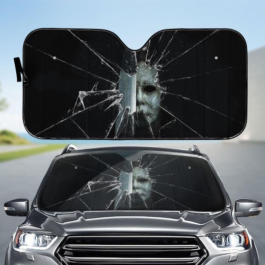 Michael Myers Car Sunshade, Halloween Horror Windshield Cover, Scary Movie Auto Shade, Slasher Fan Gift, Halloween Movie Sunshade