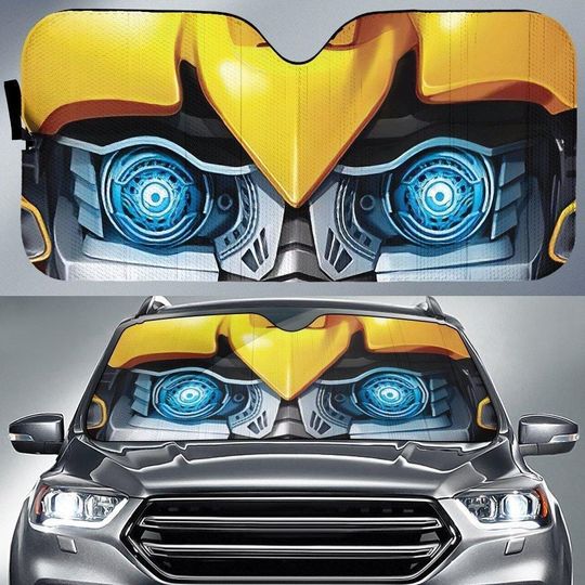 Transformer Windshield Sun Shade, Bumblebee Eyes Car Sun Shade, Halloween Bumble Bee Cosplay Car Sunshade, Sun Visor Car,Car Decoration