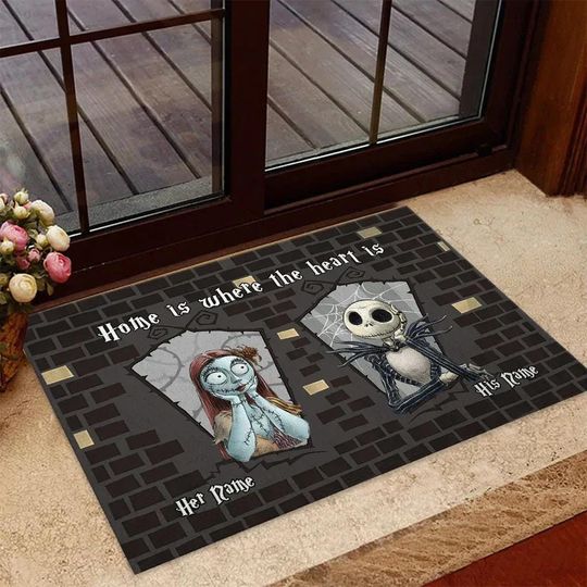 Custom Jack And Sally Doormat, Nightmare Before Christmas Welcome Mat