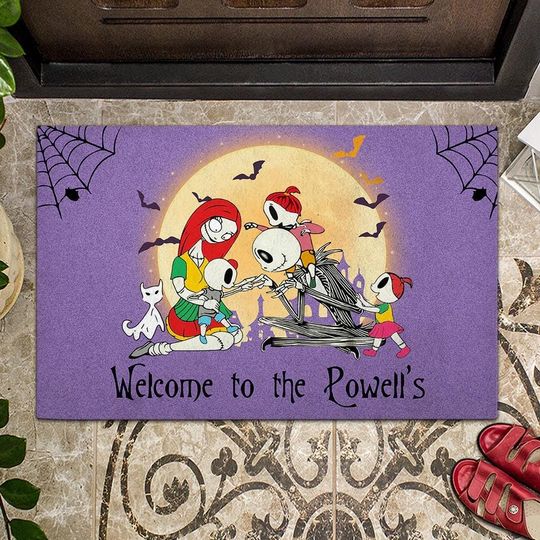 Jack And Sally Doormat, Nightmare Before Christmas Welcome Mat, Gothic Couple Entry Rug
