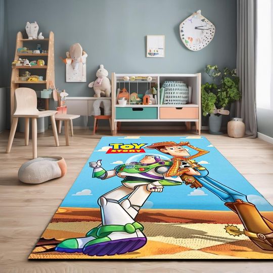 Toy Story Kids Rug | Cartoon Playroom or Nursery Floor Mat for Toddlers and Children